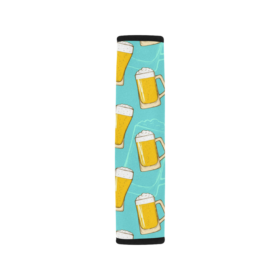 Beer pattern green background Car Seat Belt Cover
