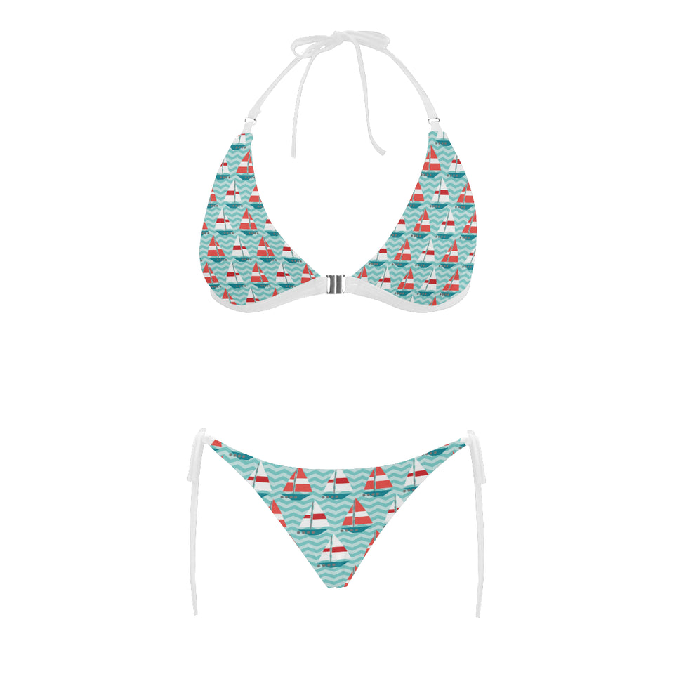Red White sailboat wave background Sexy Bikinis Two-Piece Swimsuits
