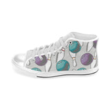 Bowling ball and pin gray background Men's High Top Canvas Shoes White