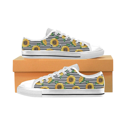 sunflowers ribbon background Men's Low Top Shoes White