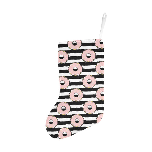 Donuts pink icing striped pattern Christmas Stocking