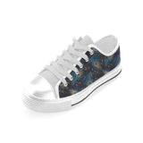 Beautiful peacock feather pattern Men's Low Top Shoes White