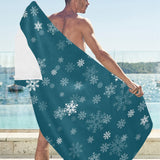 Snowflake pattern dark background Beach Towel