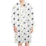 Seagull Pattern Print Design 05 Men's Long Sleeve Belted Night Robe