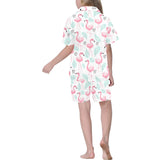 Cute flamingo pattern Kids' Boys' Girls' V-Neck Short Pajama Set