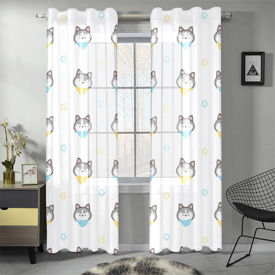 Cute Siberian Husky pattern Gauze Curtain