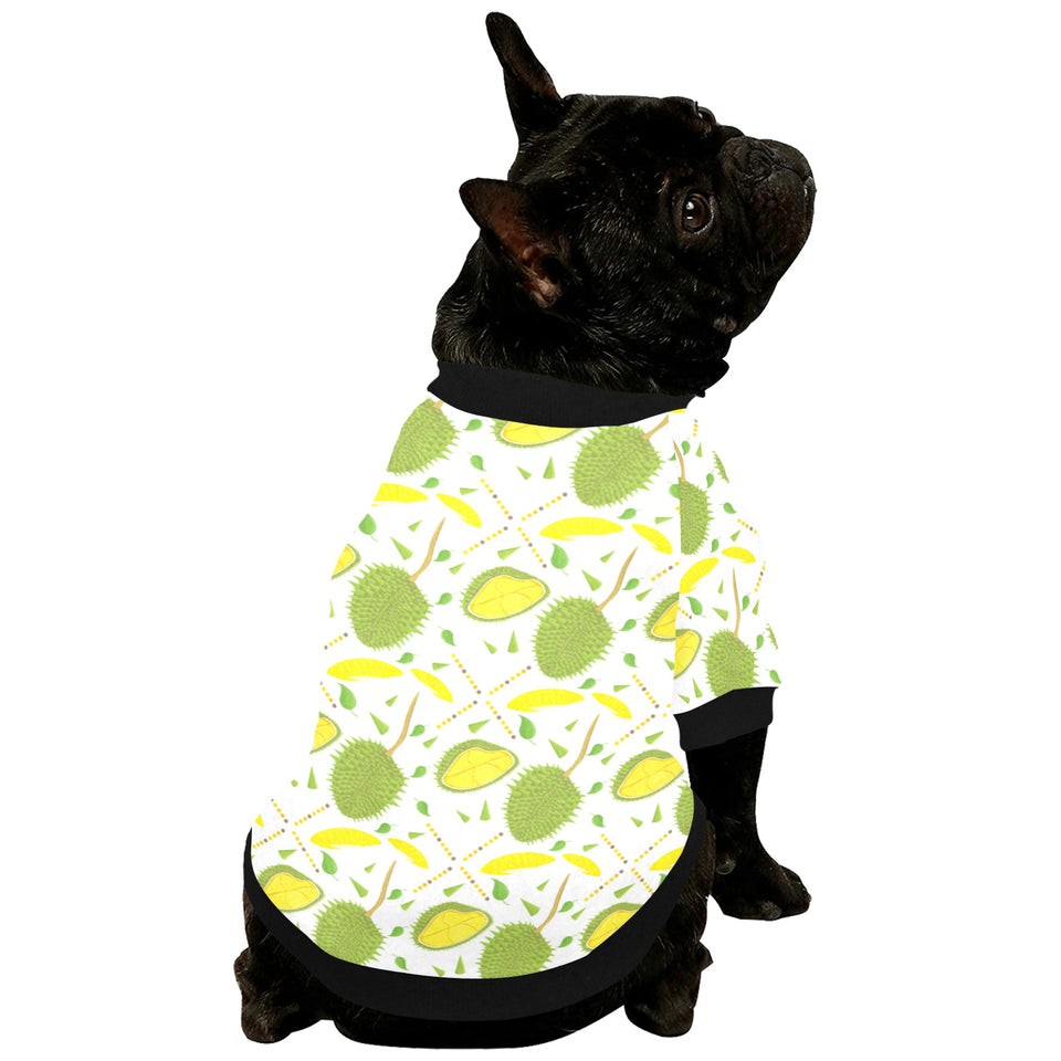Durian pattern background All Over Print Pet Dog Round Neck Fuzzy Shirt