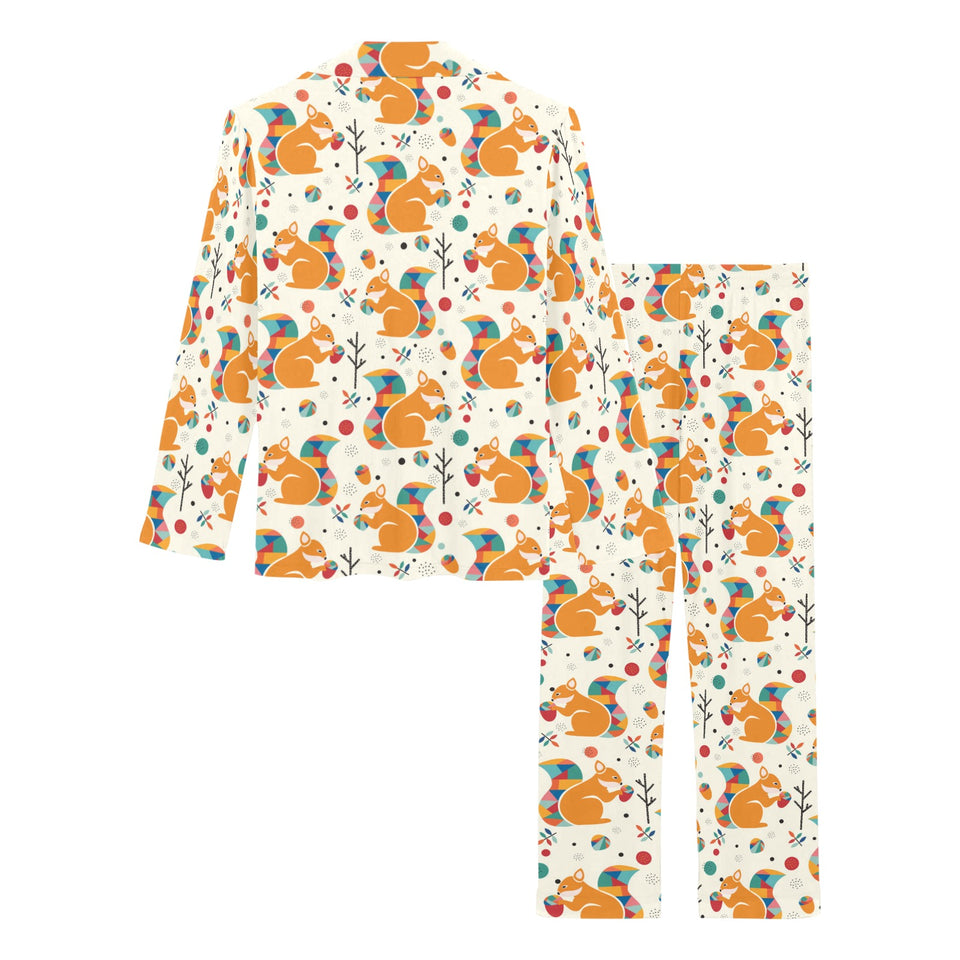 Squirrel Pattern Print Design 04 Women's Long Pajama Set
