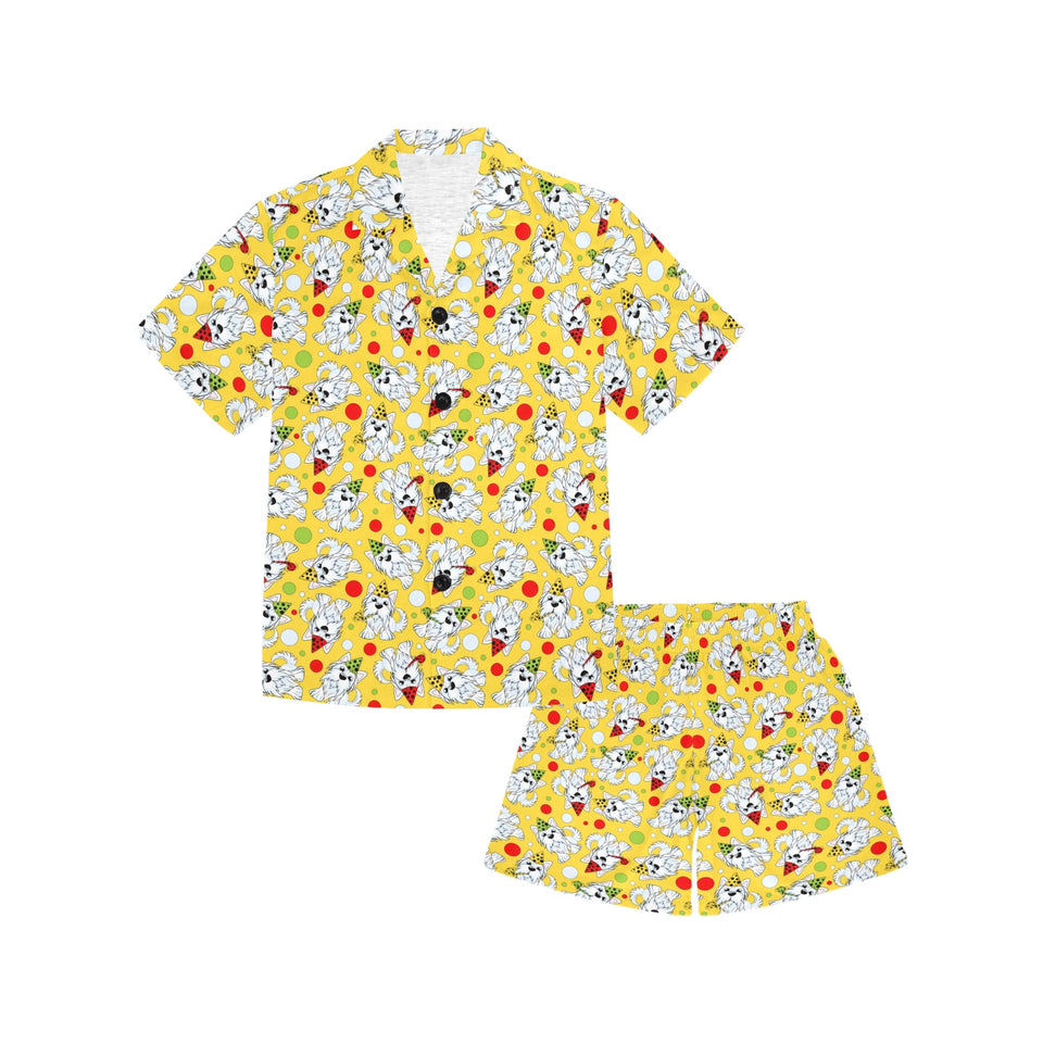 Yorkshire Terrier Pattern Print Design 05 Kids' Boys' Girls' V-Neck Short Pajama Set