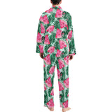 Watermelons tropical palm leaves pattern Men's Long Pajama Set