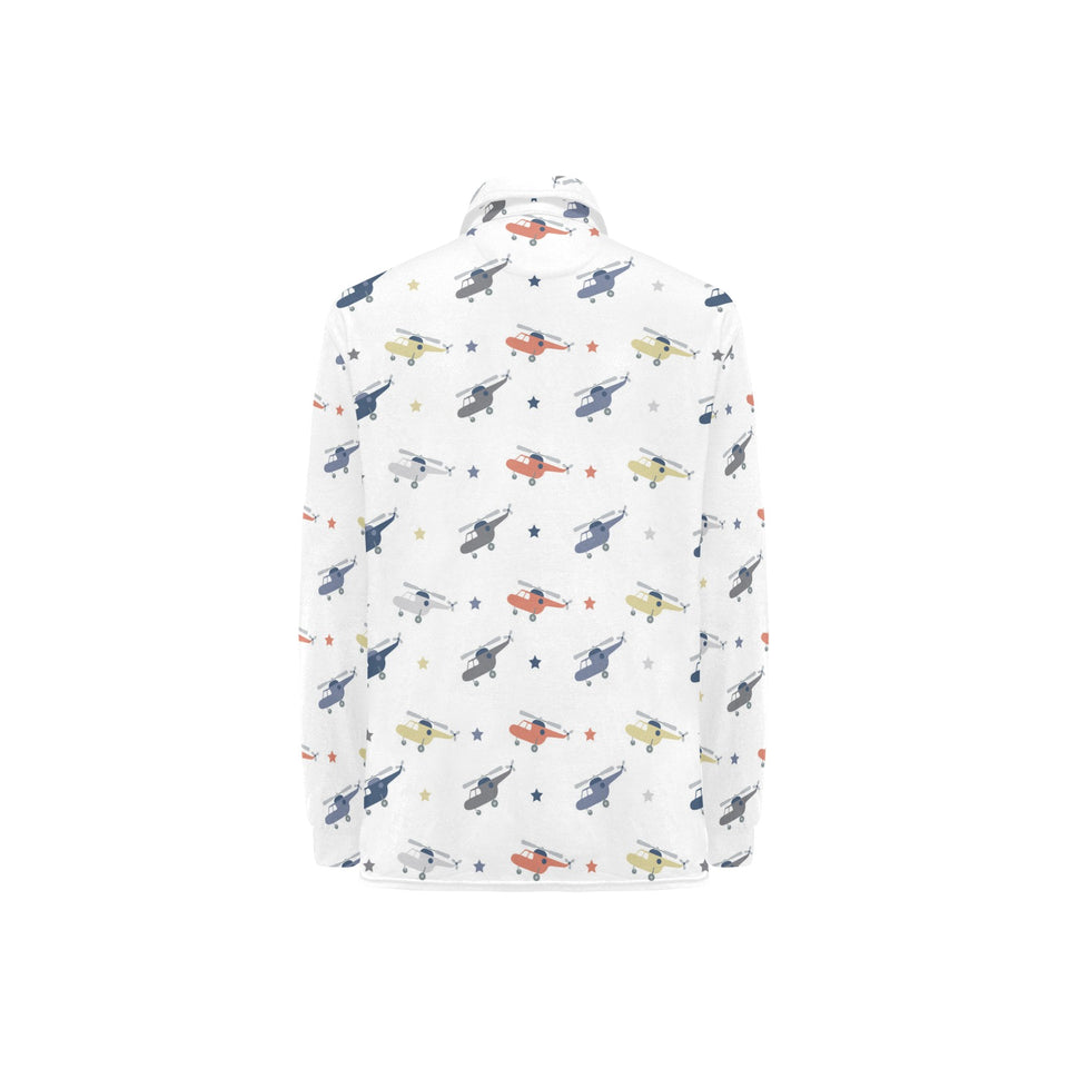 Cute helicopter star pattern Women's Long Sleeve Polo Shirt
