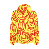 Fire flame design pattern Men's Padded Hooded Jacket