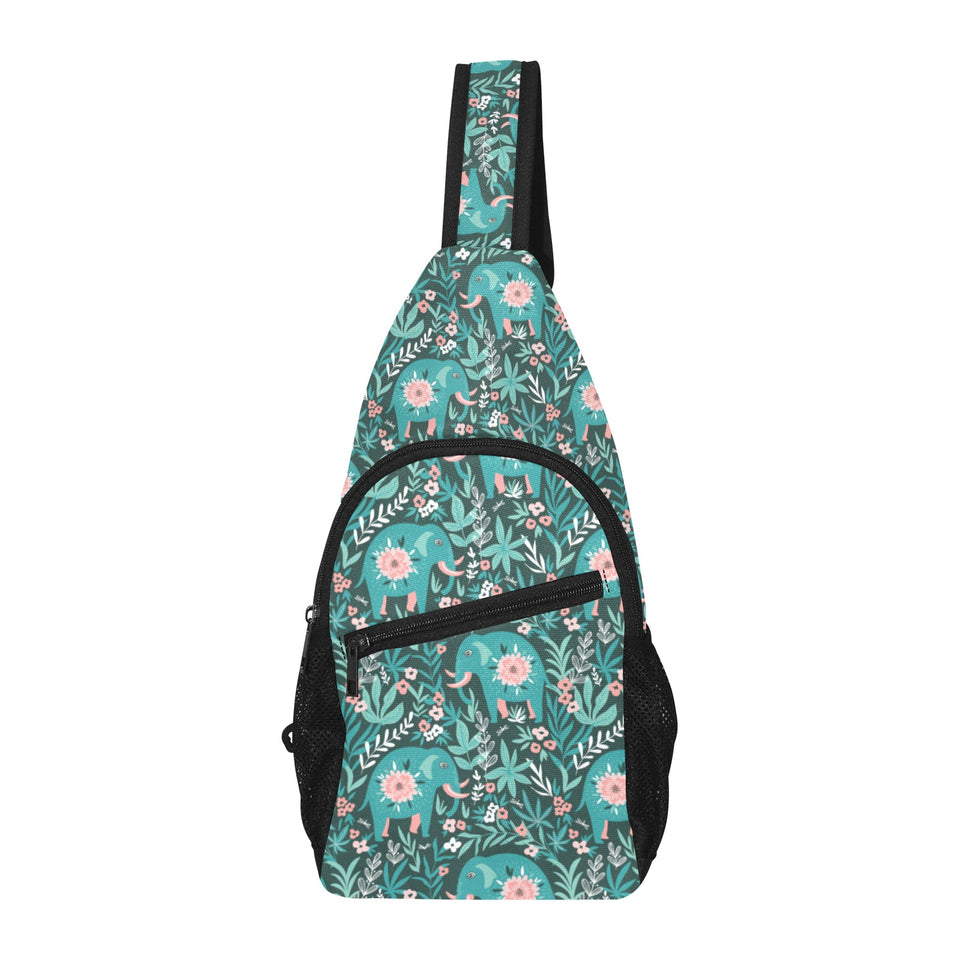 Elephants jungle pattern All Over Print Chest Bag