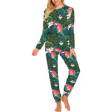 Parrot Palm tree leaves flower hibiscus pattern Women's All Over Print Pajama Set