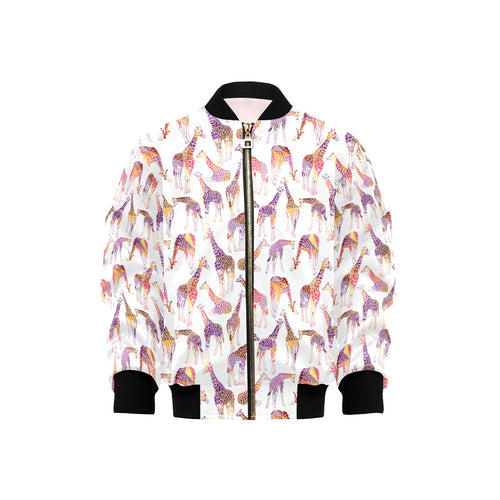 Giraffe Pattern Print Design 02 Kids' Boys' Girls' Bomber Jacket