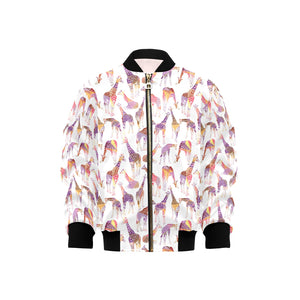 Giraffe Pattern Print Design 02 Kids' Boys' Girls' Bomber Jacket