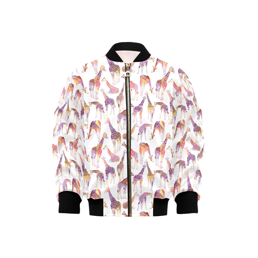 Giraffe Pattern Print Design 02 Kids' Boys' Girls' Bomber Jacket