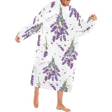 lavender flower design pattern Blanket Robe with Sleeves