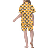 English Bulldog Pattern Print Design 04 Kids' Boys' Girls' V-Neck Short Pajama Set