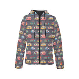 Camper Van Pattern Print Design 02 Women's Padded Hooded Jacket