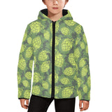 Hop pattern Hop cone background Kids' Boys' Girls' Padded Hooded Jacket