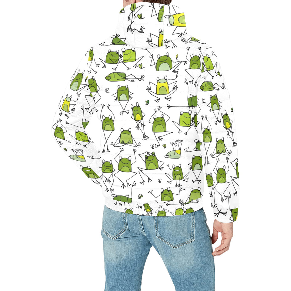 Sketch funny frog pattern Men's Padded Hooded Jacket
