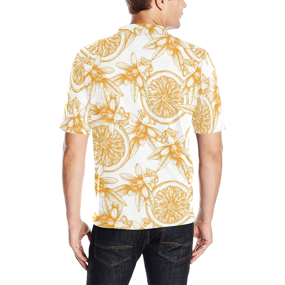 hand drawn orange fruit pattern Men's All Over Print Polo Shirt