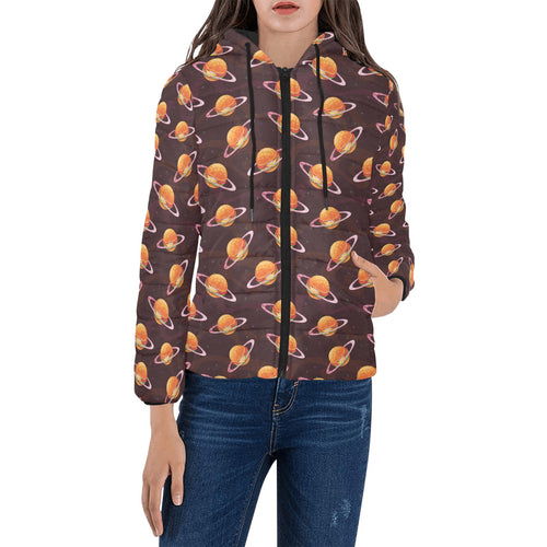 Hamburger Pattern Print Design 05 Women's Padded Hooded Jacket