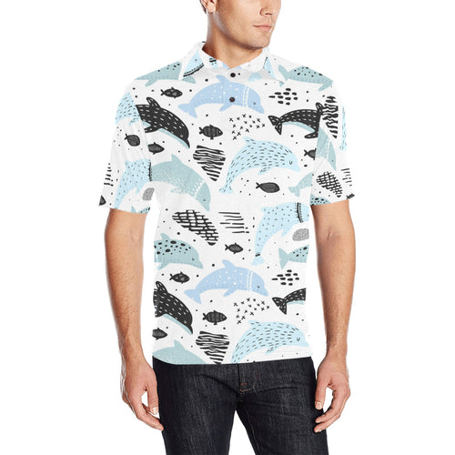 Cute dolphins Childish Style pattern Men's All Over Print Polo Shirt