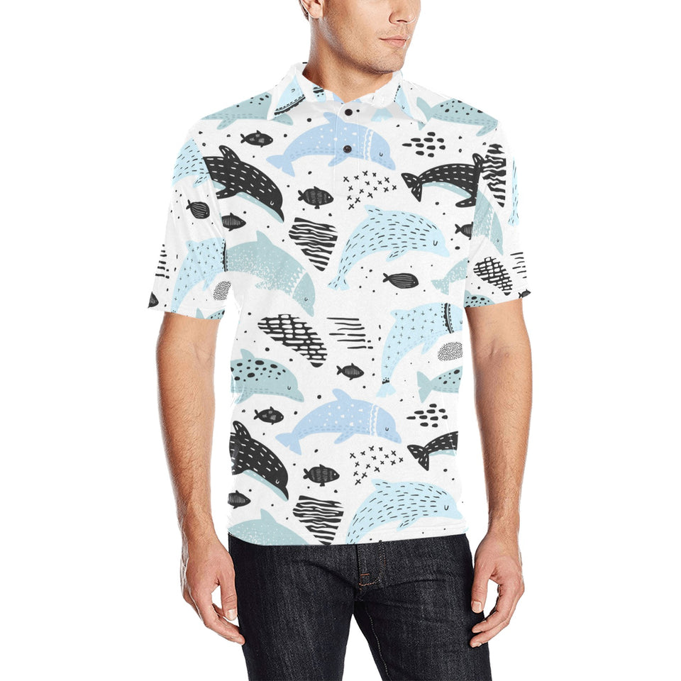 Cute dolphins Childish Style pattern Men's All Over Print Polo Shirt