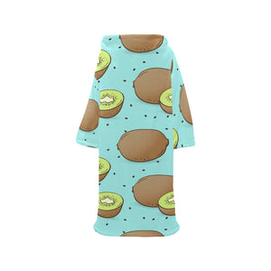 Kiwi blue background Blanket Robe with Sleeves