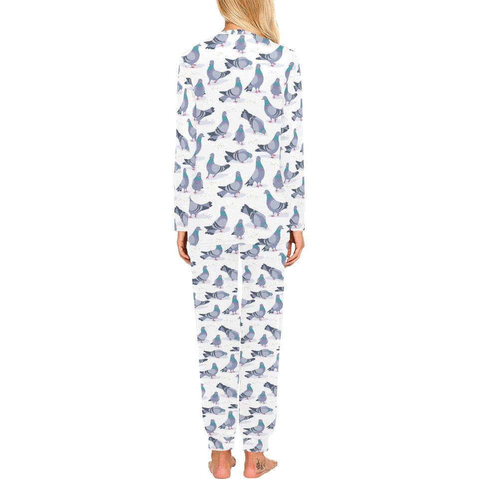 Pigeon Pattern Print Design 03 Women's All Over Print Pajama Set