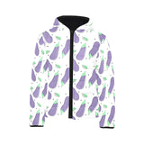 Eggplant Pattern Print Design 05 Kids' Boys' Girls' Padded Hooded Jacket