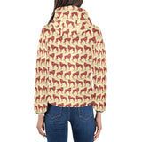 Greyhound Pattern Print Design 04 Women's Padded Hooded Jacket