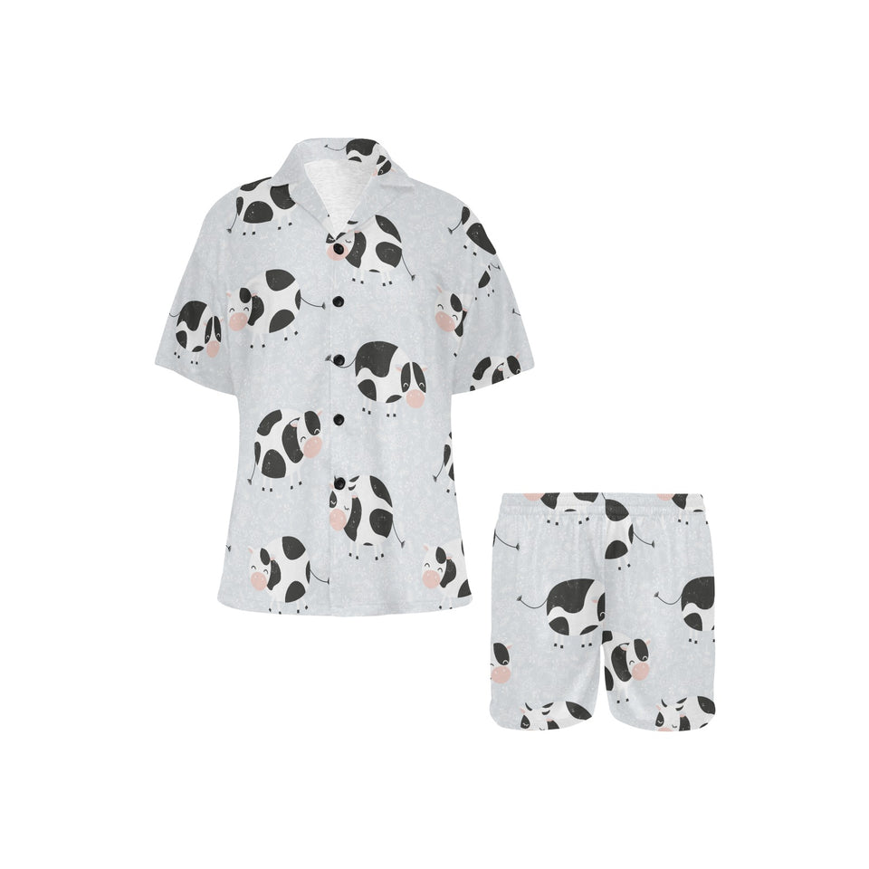 Cute cows pattern Women's V-Neck Short Pajama Set