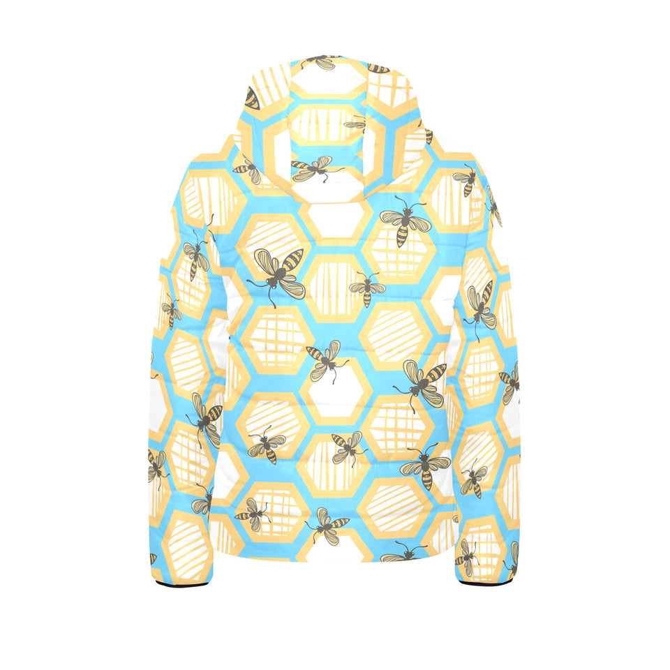 Bee honeycomb pattern Kids' Boys' Girls' Padded Hooded Jacket