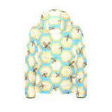 Bee honeycomb pattern Kids' Boys' Girls' Padded Hooded Jacket