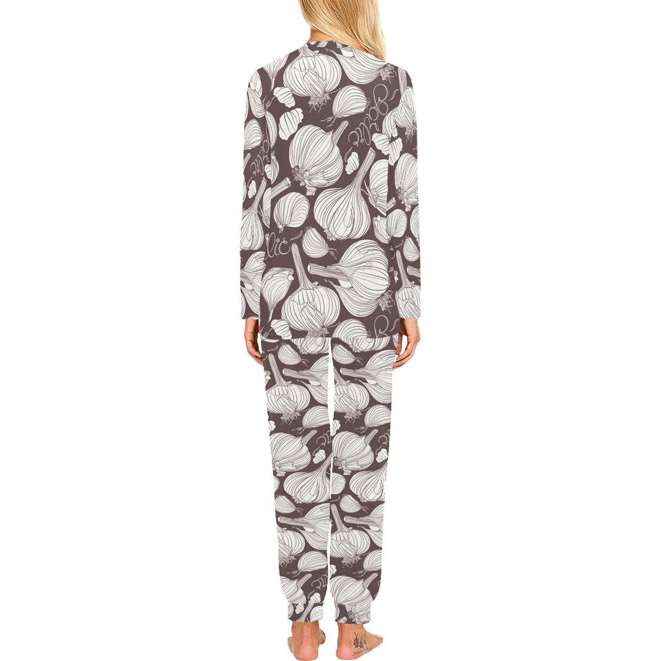 Garlic bulb dark background Women's All Over Print Pajama Set