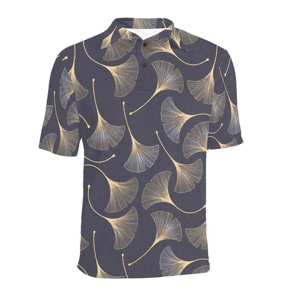 Gold ginkgo leaves Men's All Over Print Polo Shirt