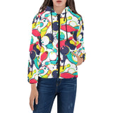 watercolor bowling ball pins Women's Padded Hooded Jacket