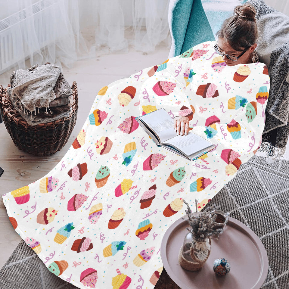 Cake cupcake design pattern Blanket Robe with Sleeves