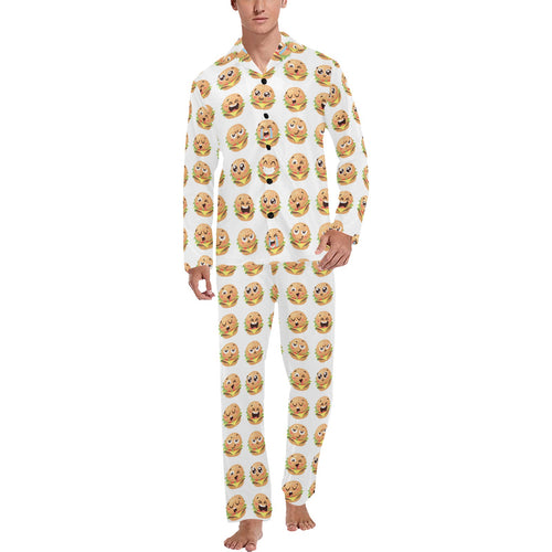Hamburger Pattern Print Design 04 Men's Long Pajama Set
