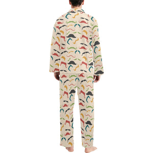 Mustache Beard Pattern Print Design 03 Men's Long Pajama Set