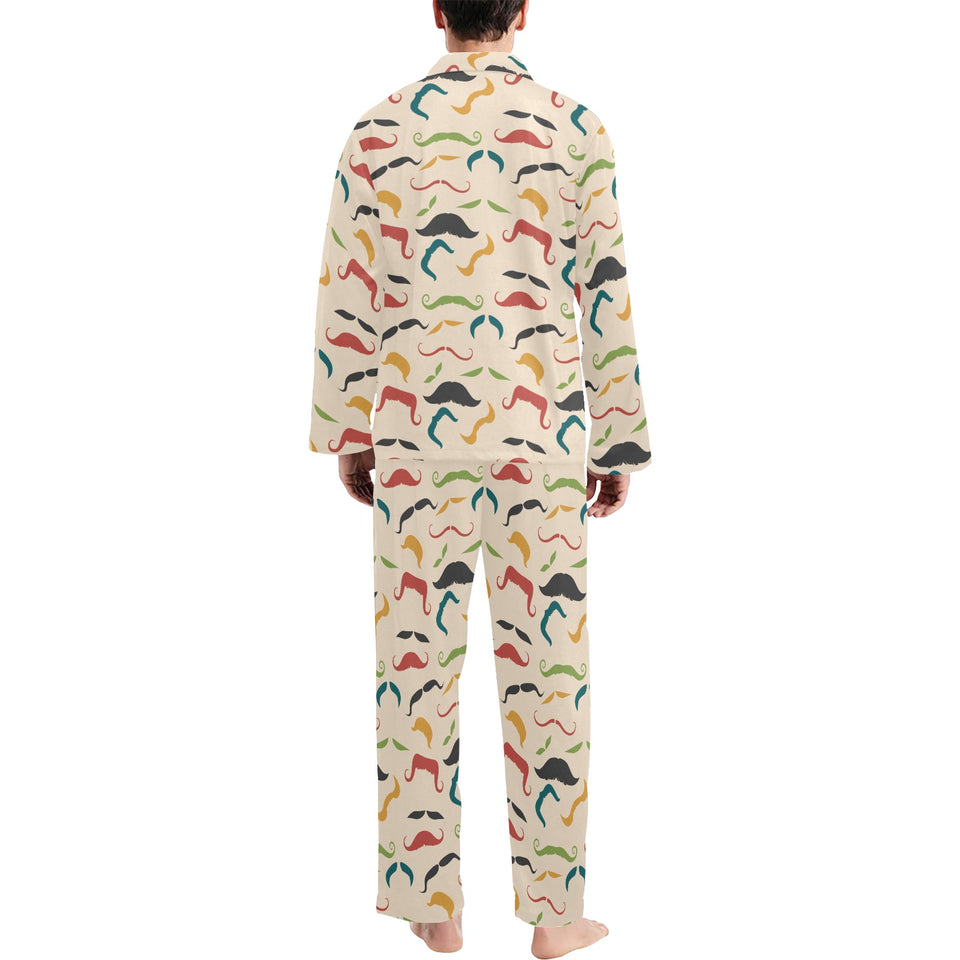 Mustache Beard Pattern Print Design 03 Men's Long Pajama Set