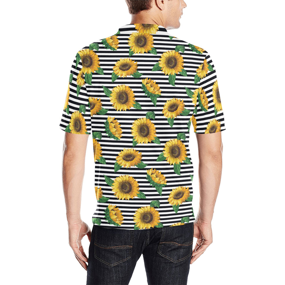 sunflowers ribbon background Men's All Over Print Polo Shirt