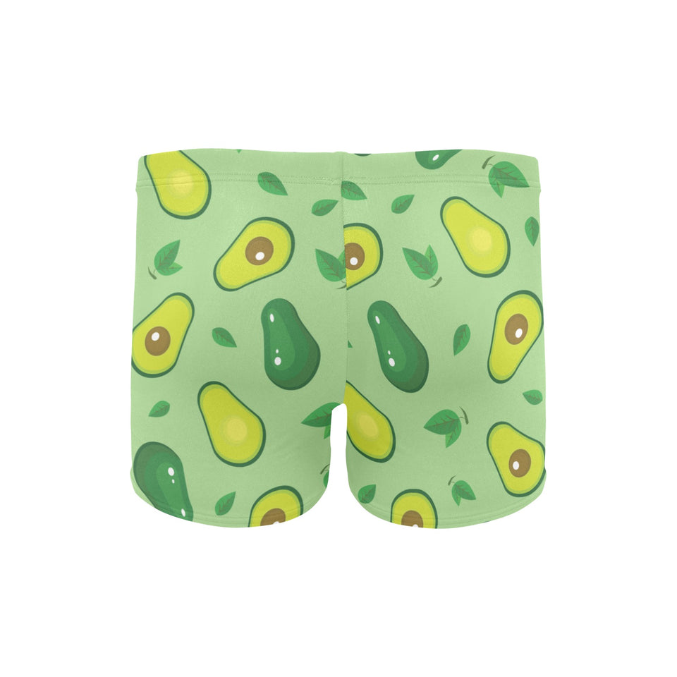 Avocado pattern green background Men's Swimming Trunks