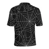 Spider web pattern Black background white cobweb Men's All Over Print Polo Shirt