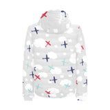 Airplane cloud grey background Men's Padded Hooded Jacket