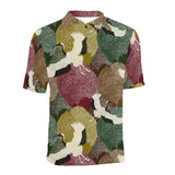 Japanese cranes flying forest dot pattern Men's All Over Print Polo Shirt