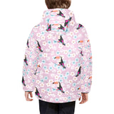 Beautiful toucan flower leaves Kids' Boys' Girls' Padded Hooded Jacket